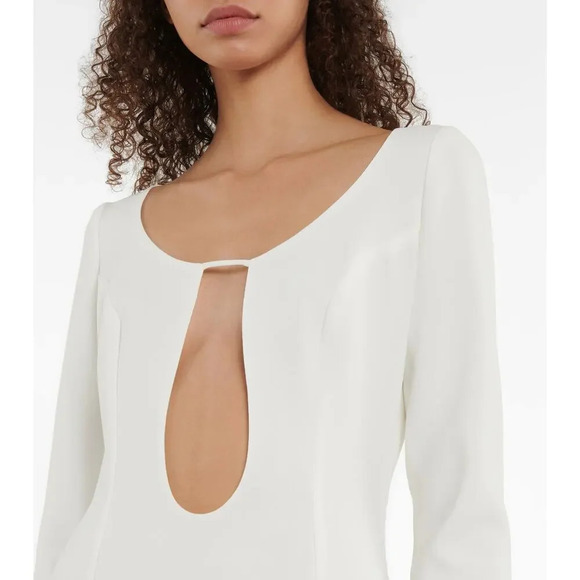 Monot Cutout Open Back Crepe Gown Off White Size 6 - Picture 4 of 11